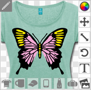 Papillon à trois couleurs, motif coloré spécial impression de t-shirt.