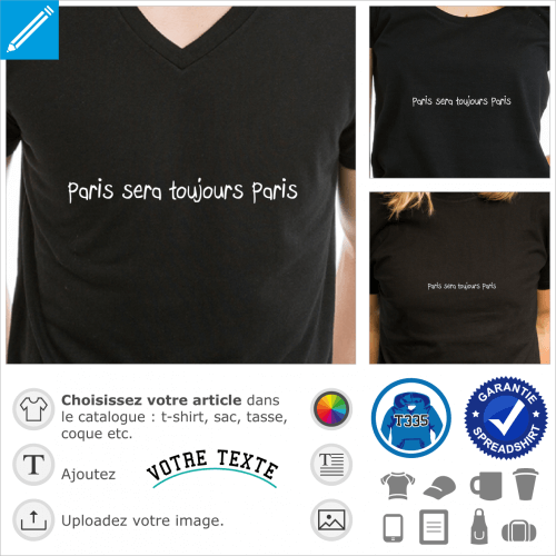 Paris sera toujours Paris, un design chanson et nostalgie en typo manuscrite spciale impression en ligne.