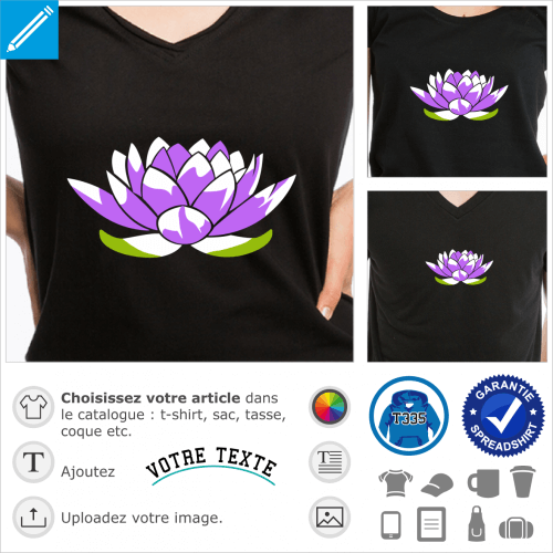 Petit lotus bleu uni  personnaliser et imprimer sur t-shirt, tasse, sac etc.