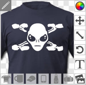 Pirate Alien, visage d'Alien et X en os croisés qui ressemble au X de X Files.