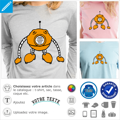 Robot en forme de boule colore, spcial impression de t-shirt.