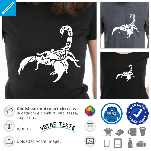 Scorpion une couleur en aplat et dcoupes  imprimer sur t-shirt tasse ou accessoire.