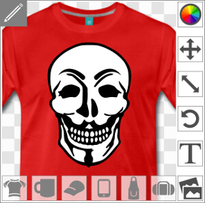 Tête de mort et masque anonymous mélangés, un design geek et hacking.