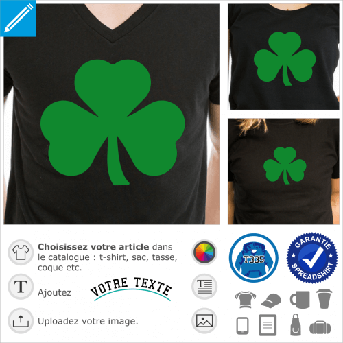 Trfle emblme de l'Irlande, design une couleur Shamrock et Saint Patrick.