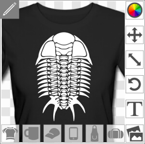 Trilobite, squelette fossile de créature préhistorique, un design graphique à personnaliser et imprimer en ligne.