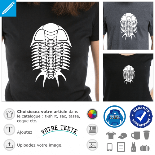 Trilobite, squelette fossile de crature prhistorique, un design graphique  personnaliser et imprimer en ligne.