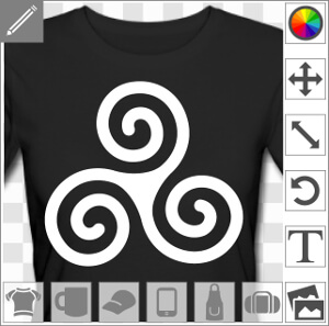 Triskell basique, triskèle breton à 3 branches spirales fines, symbole de la Bretagne en tracé vectoriel à imprimer sur t-shirt.