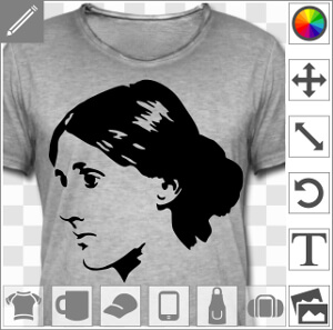 Virginia Woolf, portrait d'après photo, à personnaliser et imprimer en ligne.