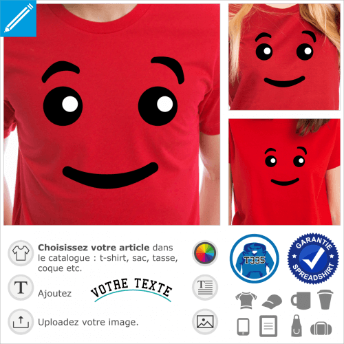 Yeux interrogatifs de bonhomme lego  imprimer sur t-shirt.