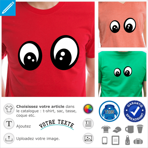 Smiley yeux  l'expression interrogative  imprimer sur t-shirt.