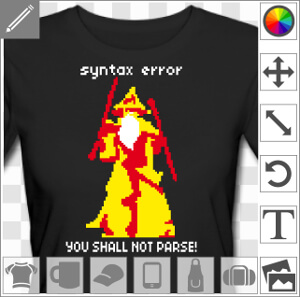 You shall not parse, you shall not pass, blague de développeur en pixel art avec silhouette de gandalf épée et bâton levés.