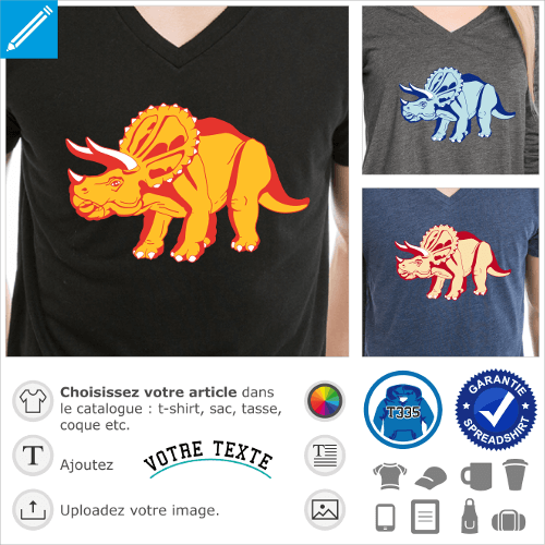 T-shirt dinosaure personnalisable  imprimer en ligne. Adaptez le dessin et crez un t-shirt tricratops.