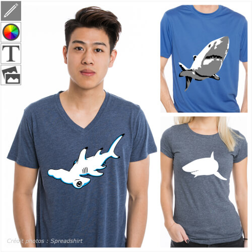 T-shirts ocan, requins, animaux de la mer,  personnaliser et imprimer en ligne.