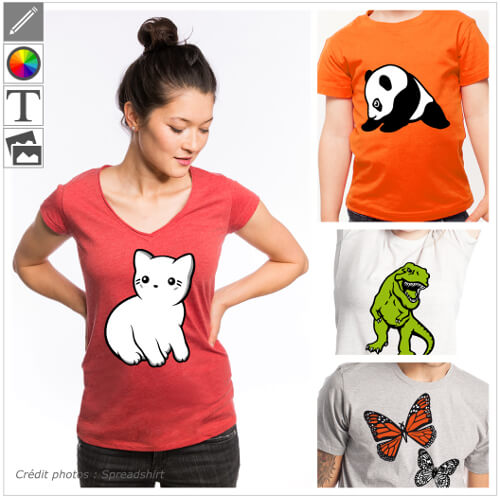 T-shirts animaux et designs  personnaliser en ligne.