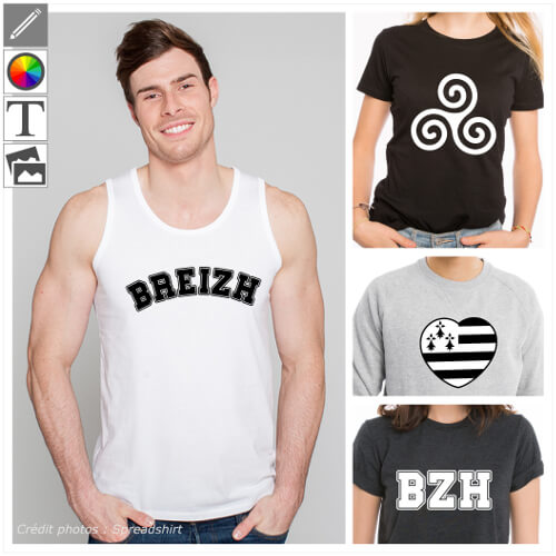 T-shirts Bretagne, designs Breizh et bzh, triskels etc.