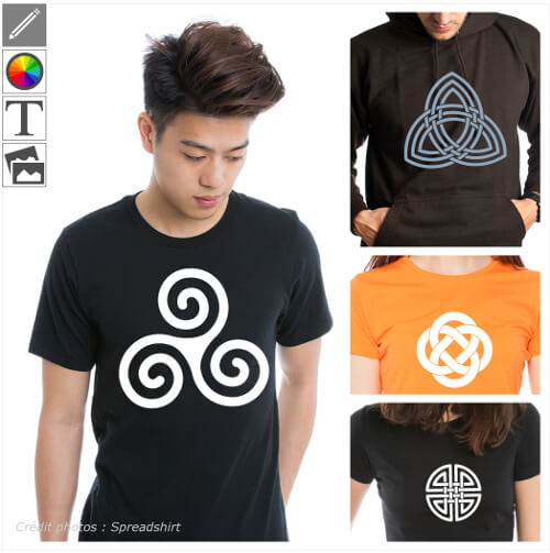 T-shirts celtiques  personnaliser, design celtes, triskels, triquetra.