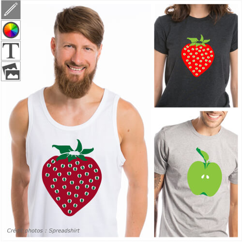 T-shirts fruits personnaliss  imprimer en ligne.