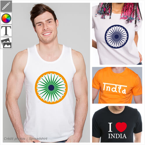 T-shirts Inde, drapeaux indiens et motifs floraux  personnaliser en ligne.