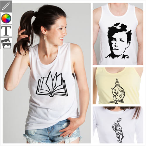 T-shirts littrature personnaliss, designs  modifier dans le designer et imprimer sur l'article de votre choix.