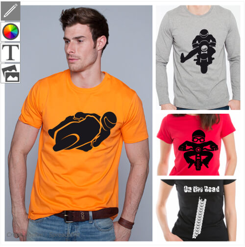 Personnaliser votre t-shirt moto en ligne, avec un design motard spcial impression.