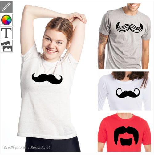 Imprimer votre t-shirt moustache en ligne avec un design moustache spcial impression sur t-shirt, tasse, etc.