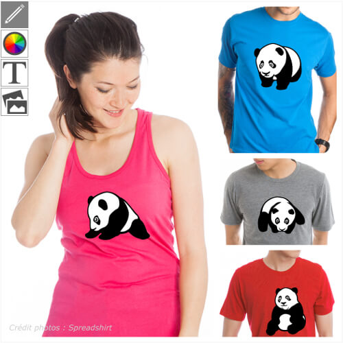 Pandas  personnaliser en ligne. Pandas kawaii, bb panda sur le ventre, gros panda assis, choisissez le design qui vous plat et imprimez-le en lign