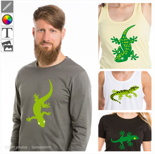 T-shirts reptiles, gecko styliss  modifier en ligne et imprimer syr t-shirt, tasse, sac etc.