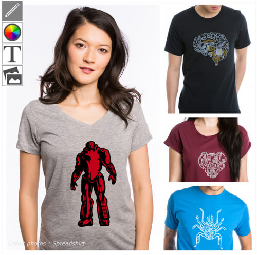 T-shirts robots personnaliss. Choisissez votre design de robot rigolo ou futuriste et crez un t-shirt robot original.