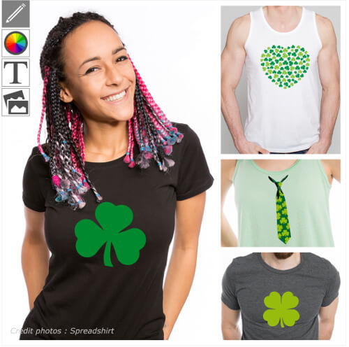 T-shirts Saint Patrick personnaliss, shamrocks, trfles irlandais et drapeau Irlande  personnaliser dans le designer et imprimer en ligne.