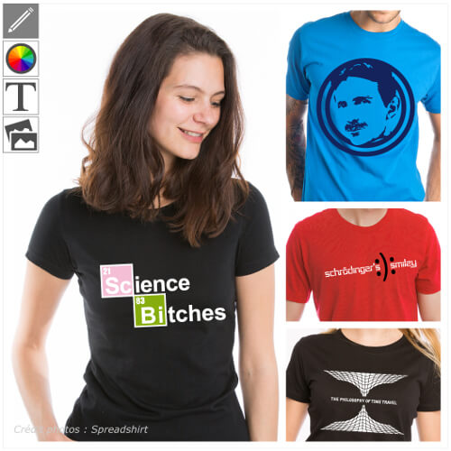 T-shirts science  personnaliser soi-mme en ligne, table priodique, scientifiques.