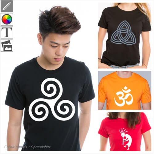 T-shirts symboles  personnaliser en ligne, design signes et motifs symboliques  adapter dans le designer.