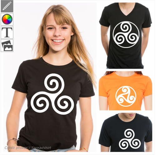 Crer un t-shirt triskel personnalis avec ces symboles bretons  3 spirales spcial impression en ligne.