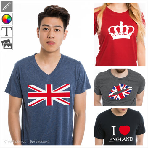 T-shirts uk, drapeau anglais et designs Union Jack  imprimer en ligne.