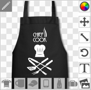 Chief cook, toque de chef cuisinier et design à personnaliser spécial tablier.