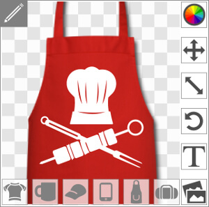 Chef pirate, toque et brochette croisée avec une fourchette à viande, personnalisez votre tablier de chef.
