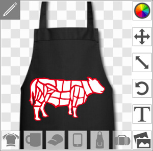 Vache deux couleurs découpée en steak et morceaux de boucher.
