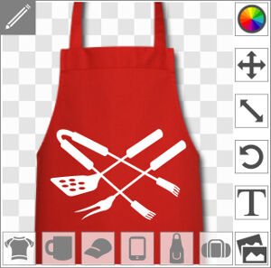 Spatule et fourchette croisées avec une pince à viande, un design une couleur spécial impression en ligne à imprimer sur tablier ou t-shirt spécial ba