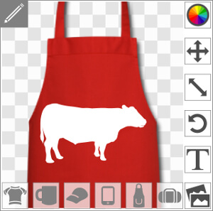 Vache dessinée de profil à personnaliser et imprimer sur votre tablier de cuisine personnalisé.