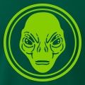 Alien aux traits dtaill, design personnalisable entour d'un double cercle.