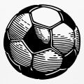 Ballon de foot  imprimer en ligne, avec faces hexagonales blanches et faces pentagonales noires.