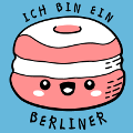T-shirt humour et citations, Ich bin ein Berliner, citation de Kennedy avec un berliner / beignet kawaii