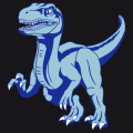 T-shirt dinosaure personnalisable, avec un vlociraptor en pleine course, dessin en 3 couleurs.