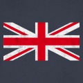 Design union jack vintage, drapeau anglais  texture rock, croix centrale blanche et rouge.