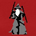 Gandalf stylis en pixelart, design Seigneur des Anneaux en style retro geek.