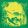 Portrait de Gandhi dcoup sur fond hachur.