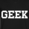 Geek écrit en typo college, en majuscules, avec des lettres épaisses cernées d'un trait fin.