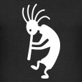 Kokopelli, symbole amrindien, au nez en forme de flte, cheveux en bataille.