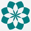 Lotus gomtrique fait de portions de cercles entrecroises, design une couleur.