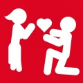 Pictogramme amour et couple avec cur simple.