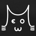 Chat dessiné en lettres formant le mot meow.